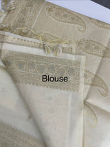 Soft Chanderi viscose silk saree with zari weaving MS1801- Cream