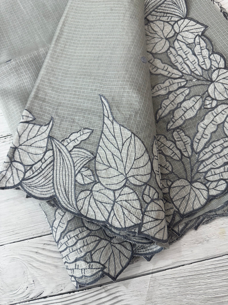 Soft kota silk saree with embriodery MS15031- Grey