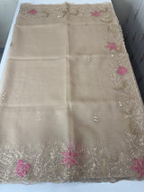 Shimmer crush Organza saree with zari and zardosi work - MS15027