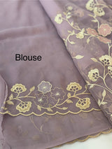 Pure Georgette saree with embriodery and applique work MS15567 Mauve