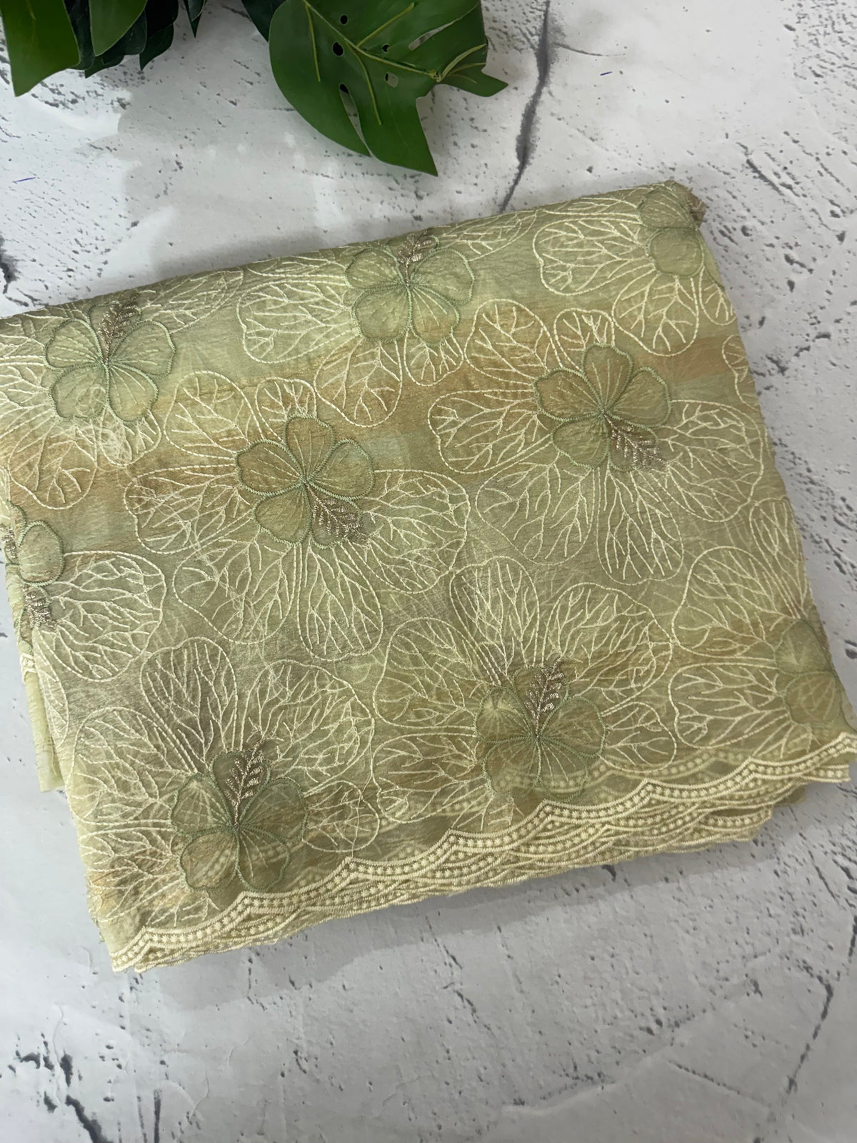 Premium Crush Organza saree with thread work- MCW863 PastelGreen
