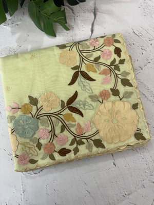 Chanderi cotton saree with embroidery borders - MSH4545 PistaGreen