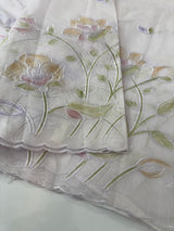 Supernet saree with embroidery and handpainting MSH104- Pastel Lavender