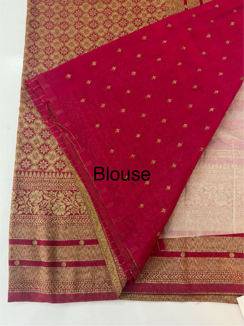 Semi banarasi Khaddi Georgette saree - MS1499 RaniPink
