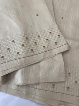 Blended tussar Saree with Embriodery - SEFNMYS Cream