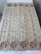 Silky kota embroidery saree with scalloped borders MSK877