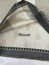 Blended tussar silk saree with embroidery- MSH490