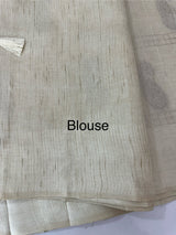 Blended tussar saree with zari embriodery - MS8665 Pearl Cream
