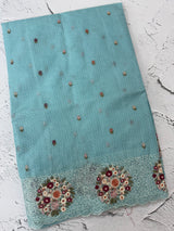 Silky kota embroidery saree MS5407 - Blue