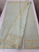 Soft Pashmina saree with organza Applique borders MSH251 - PastelAqua