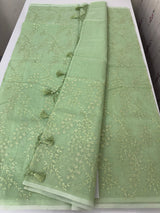 Moonga checks saree with embroidery MSH219 Pista