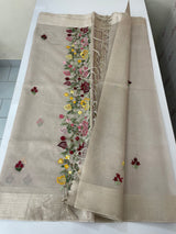 Soft Tissue linen Silk embriodery saree MS49876
