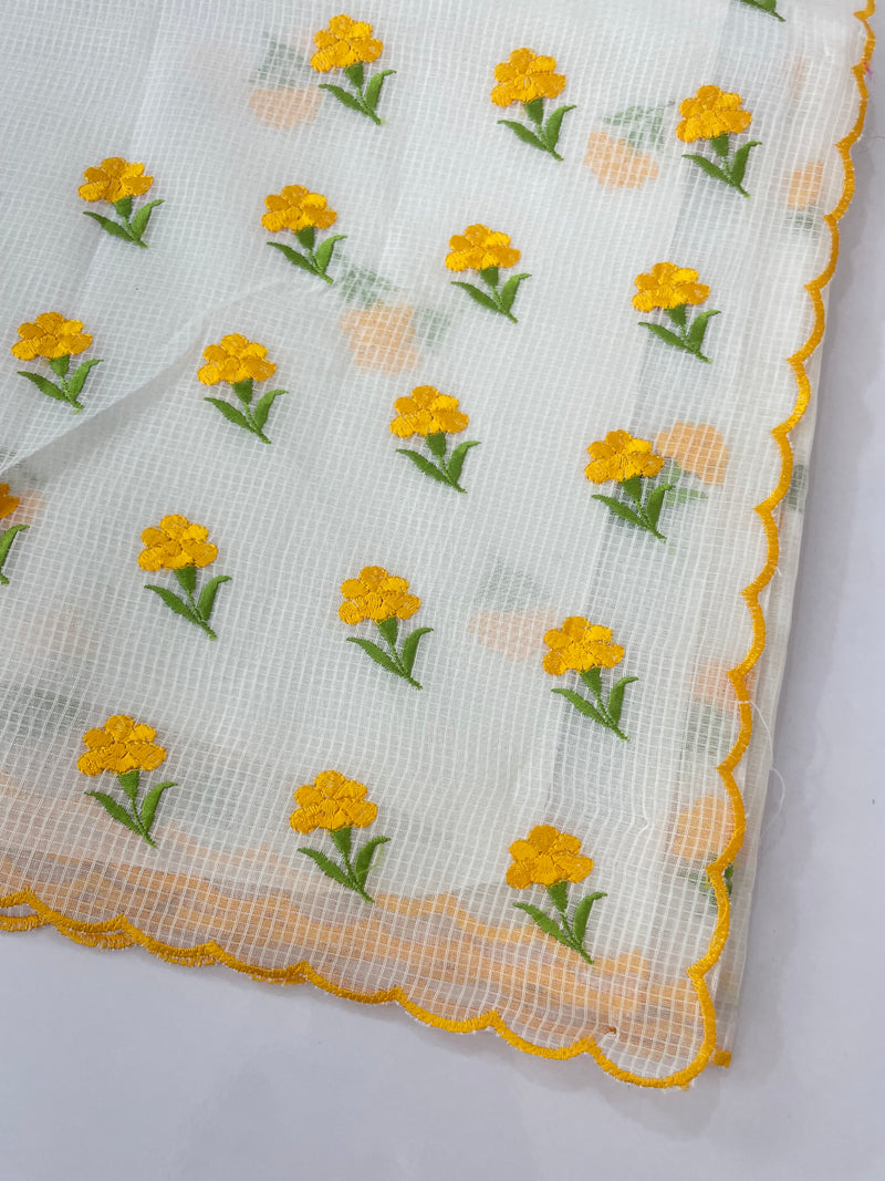 NetkKota saree with embroidery MS6868- Yellow