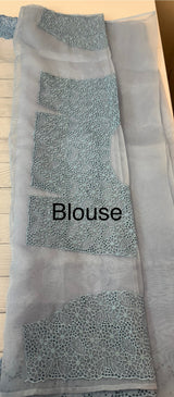 Cutwork Kora Organza saree with full cutwork blouse-  MS14154 PowderBlue
