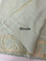 Soft Pashmina saree with organza Applique borders MSH251 - PastelAqua