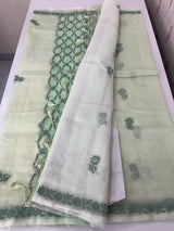 Premium Moonga checks saree with Hand Chikankari work  MSH246 Pista
