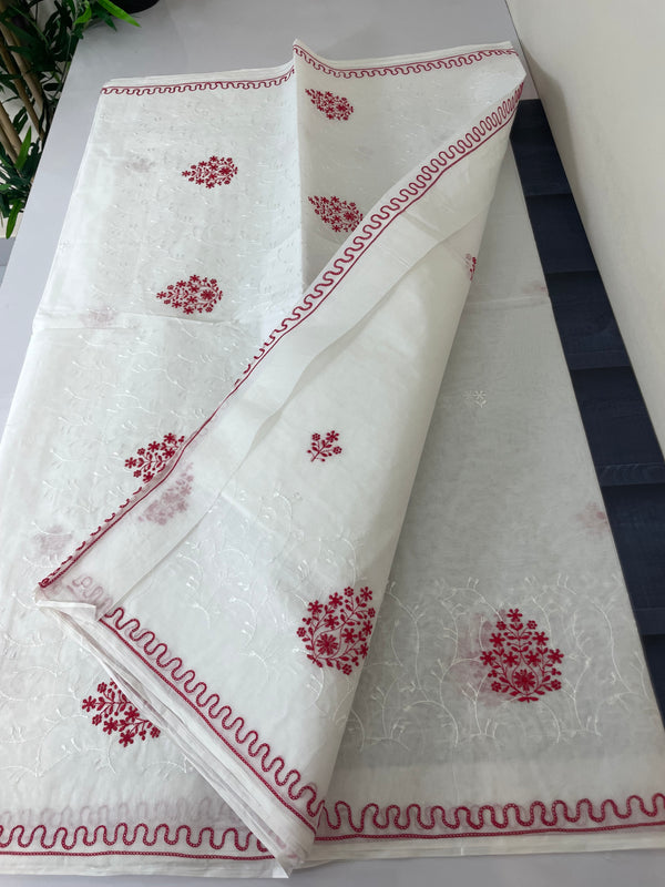 Cotton saree with embroidery SSURIRY