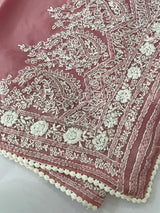 Chikankari Georgette - Organza saree with  MS15768 PeachPink