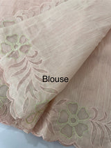 Khadi supernet applique work saree  MSH167 PastelPeach