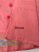 Cutwork Blended tussar saree MSH228 DarkPeachyPink