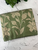 Semi organza saree with appliqué work - MSH906 DustyGreen