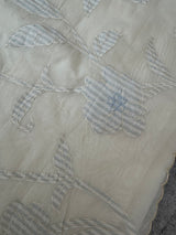 Mul chanderi applique work saree  MSH931- Offwhite to PowderBlue