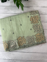 NetKota saree with Applique border  MSH131- DuskyGreen