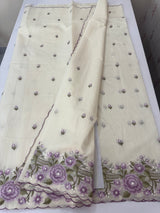 Mul chanderi embriodery saree with scalloped borders MSH176