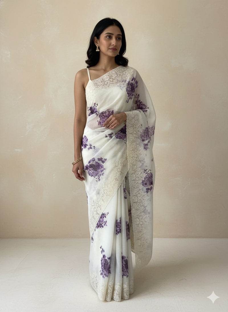 Cutwork Soft kota silk saree with digital prints MSH121
