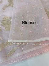Organza saree with tissue applique work MS5081- Pastel Pink