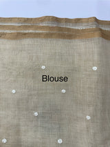 Tissue linen saree with chikankari borders MLS8976