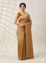 Banarasi semi katan saree in silver zari- MS14667 DuskyPeach