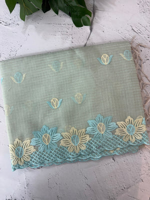 Soft Tissue kota embroidery saree MSK4660 PastelAquaBlue