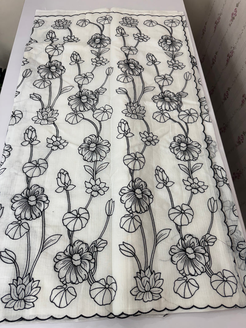 NetKota embriodery saree  MSH119 Black & White