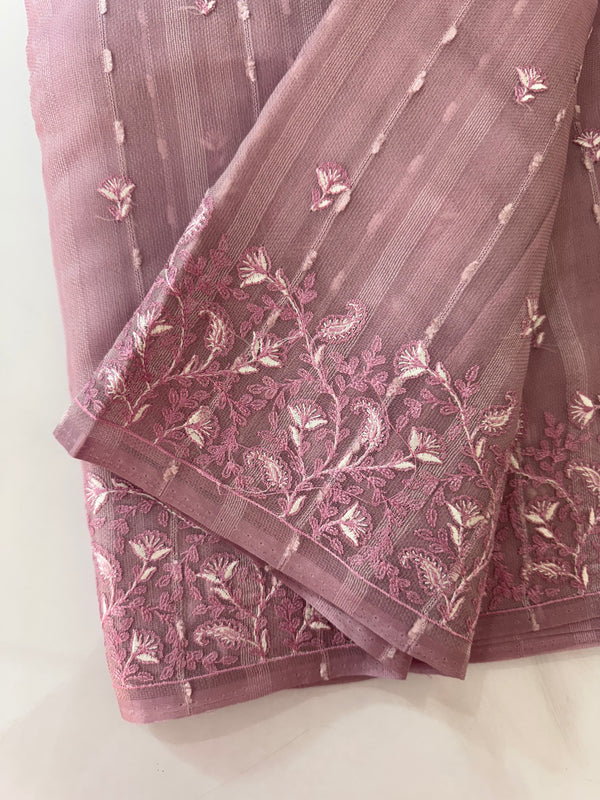 Jute Organza saree MJOS135 OnionPink