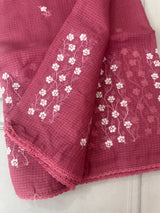 Kota checks saree with embroidery SVTS34- Pink