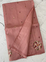 Blended tussar silk saree with embroidery- MS1072 NudePeach