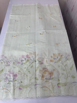 Supernet saree with embroidery and handpainting MSH104- PastelGreen