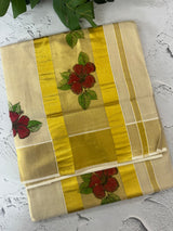Kerala tissue printed saree