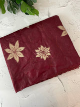 Semi organza saree with appliqué work - MSH906 DeepMaroon