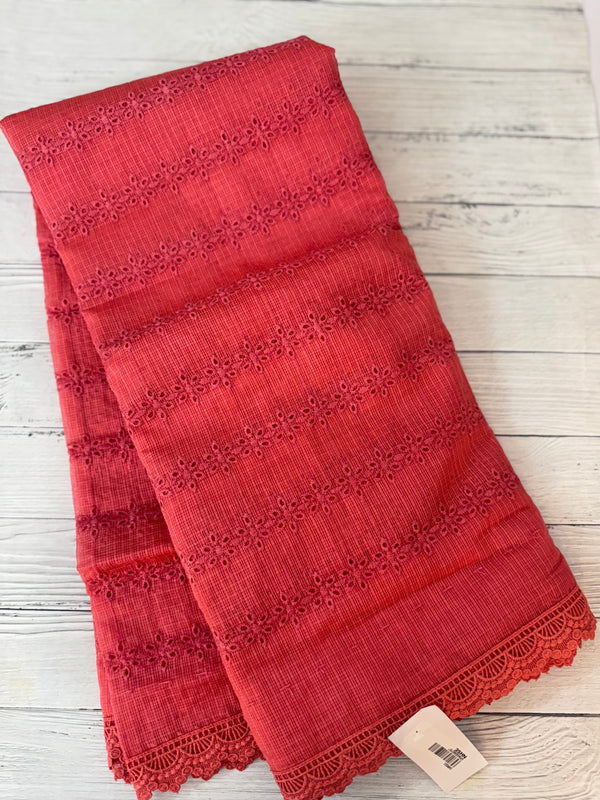 NetKota Hakoba saree with lace border MS6713- Dark Peach
