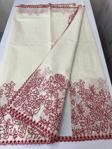 Mul chanderi embriodery saree MSH301 - Offwhite to Red (2)