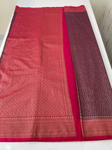 Banarasi semi katan saree with contrast border SHKNTNM- Purple to Pink