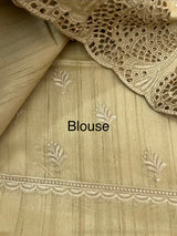 Cutwork Semi tussar saree MTSS657 Chiku