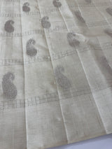 Blended tussar saree with zari embriodery - MS8665 Pearl Cream