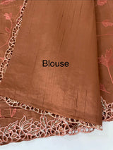 Blended tussar saree with cutwork border- MSHK266