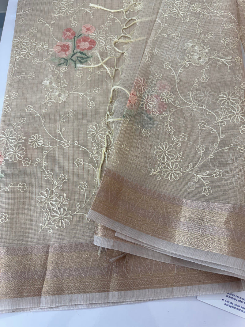 Tissue Silk embriodery saree MS49892