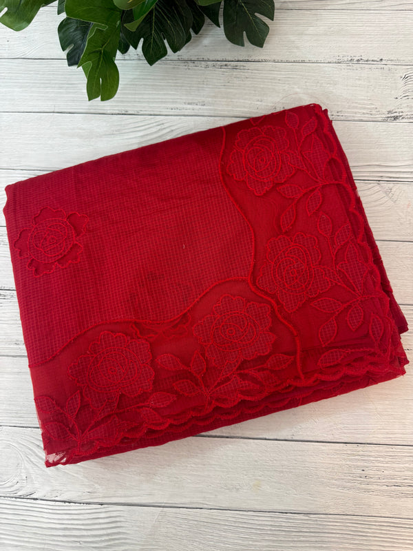 NetKota Applique work saree  MSH110- Red