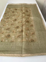 Supernet saree with digital prints and chikankari border SKFNSEM