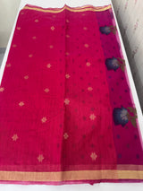 Semi jute silk saree with organza pallu MJL406 RaniPink